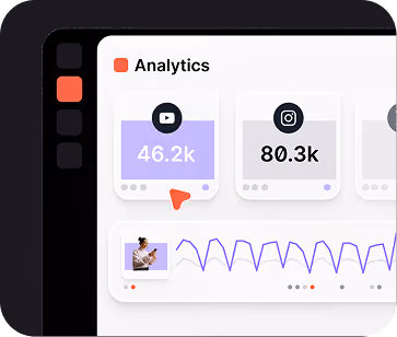 Social media analytics dashboard showing 46.2k YouTube and 80.3k Instagram followers.